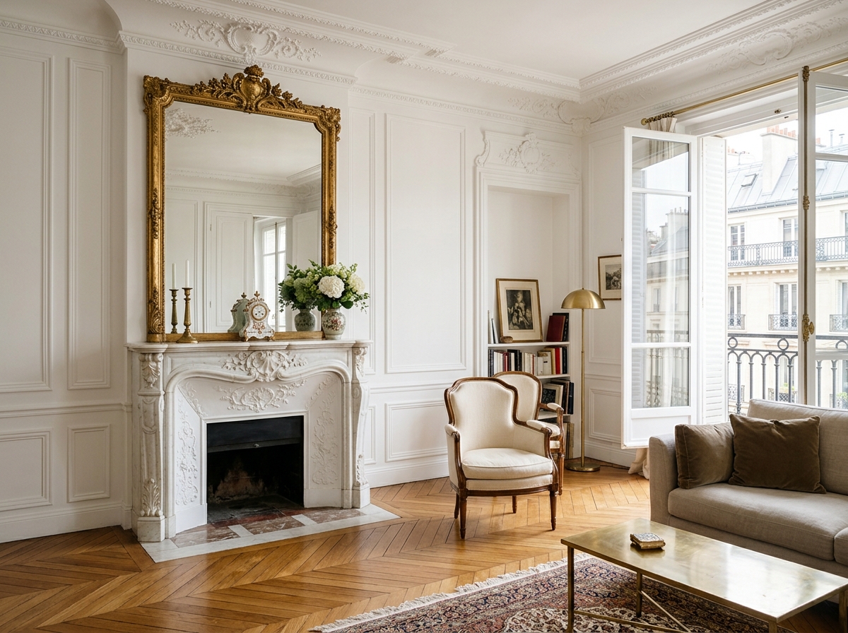 Cheminée en marbre haussmannienne